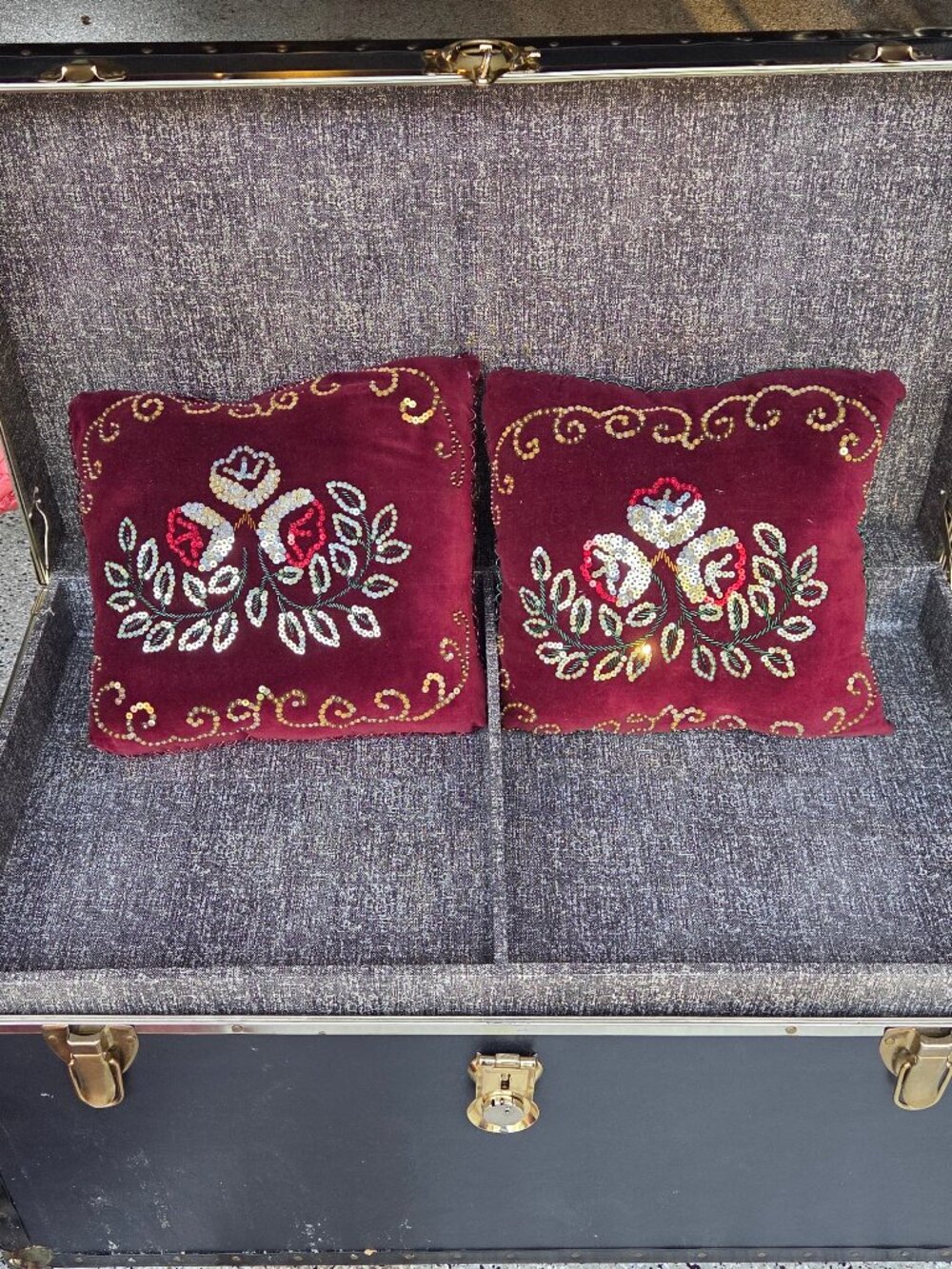 Vintage Red Velvet Decorative Pillows